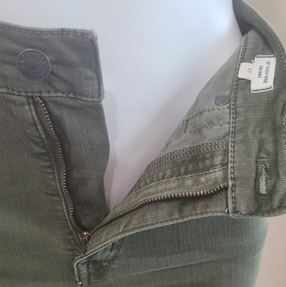 Madewell High-Rise Skinny Jeans Raw Hem Olive Moss Green Women's Size 27 - Picture 9 of 13